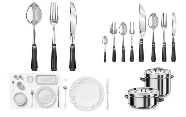 Vector exquisite tableware and kitchenware Tableware kitchenware exquisite   