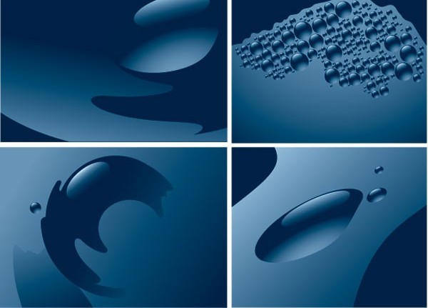 Blue water background set vector water blue background   
