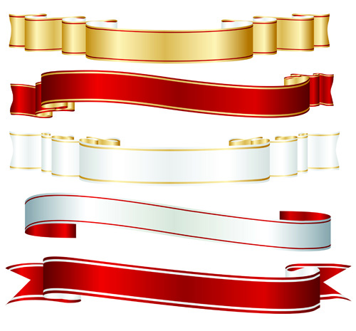 Set of ribbons and scrolls design elements vector 03 scrolls scroll ribbons ribbon elements element   