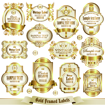 Gold framed labels vector 02 old labels label frame   