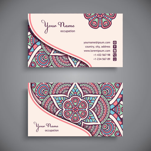 Ethnic pattern business card vintage vector 11 vintage pattern ethnic business card business   