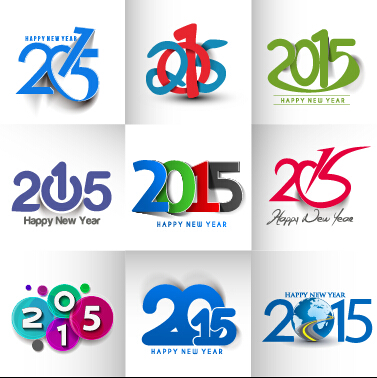 New year 2015 text design set 01 vector text new year 2015   