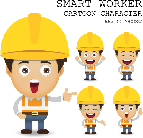 Cute cartoon worker vector set 05 worker cute cartoon cute cartoon   