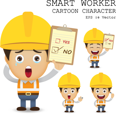 Cute cartoon worker vector set 10   