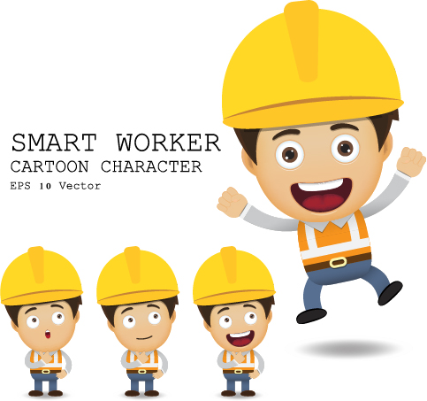 Cute cartoon worker vector set 04 worker cute cartoon cute   