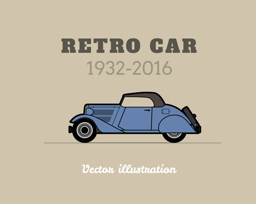 Retro car poster vector design 01 Retro font poster car   