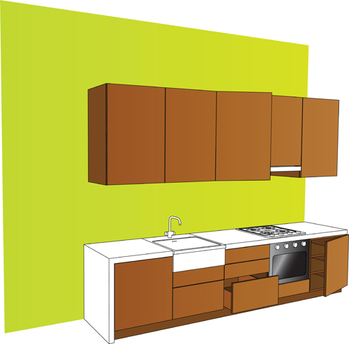 Set of Kitchen Furniture design elements vector 03 kitchen furniture elements element   
