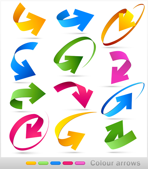 Set of colored arrows vector material 01 colored arrows   