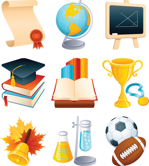 Set of School design elements vector 06 school element design elements   