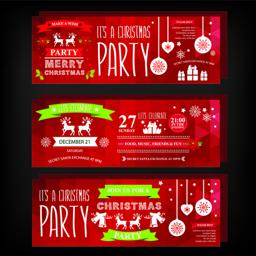 2015 Christmas party invitation banners vector 01 party invitation christmas banners banner   