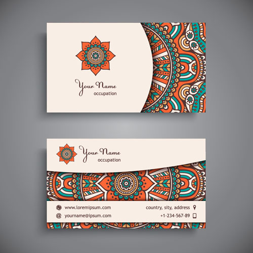 Ethnic pattern business card vintage vector 01 vintage pattern ethnic business card business   