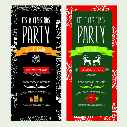 2015 Christmas party invitation banners vector 02 party invitation christmas banners   