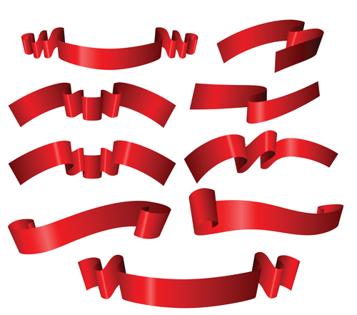 Simply red ribbon vector banners set 05 Simply ribbon red banners   