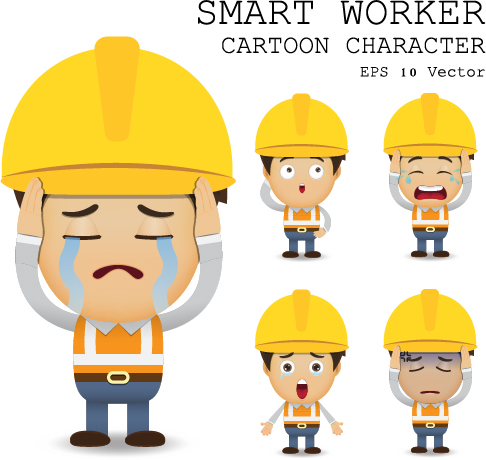 Cute cartoon worker vector set 07 worker cute cartoon   