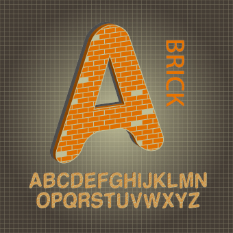 Brick style alphabet font design vector style brick alphabet   