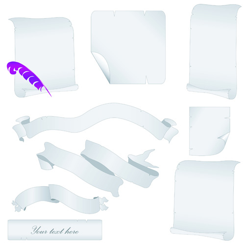 Set of ribbons and scrolls design elements vector 04 scrolls scroll ribbons ribbon elements element   