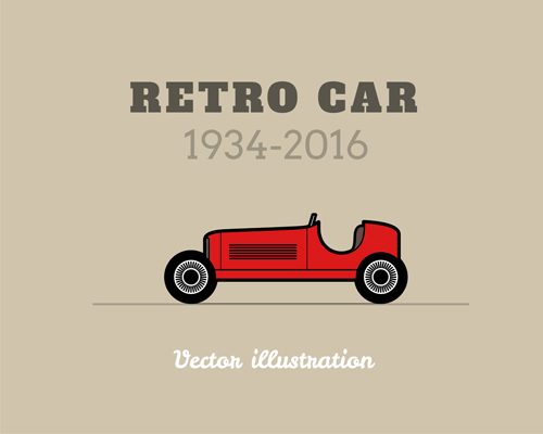 Retro car poster vector design 02 Retro font poster car   