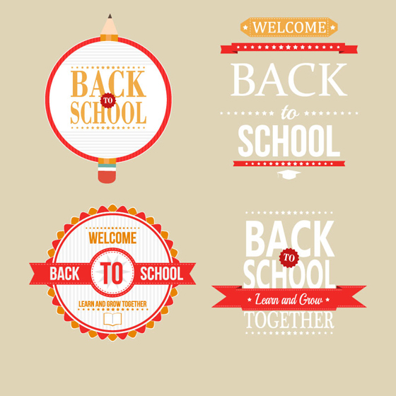 Back school labels vector material school labels back   