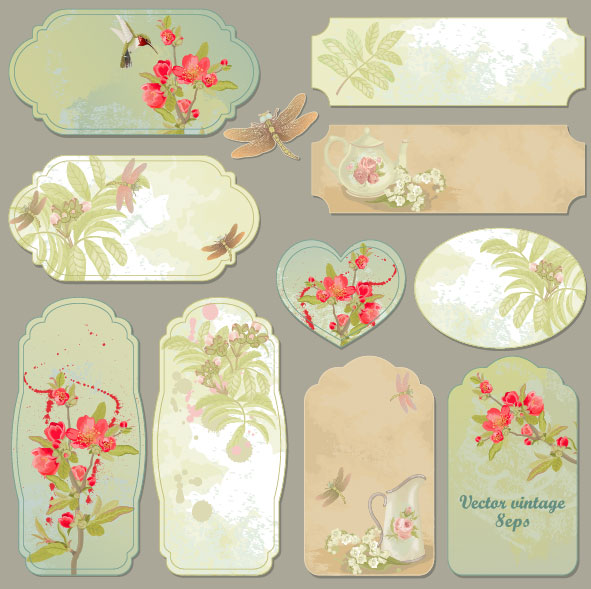 Excellent Vintage flower labels vector 04 vintage labels label flower   