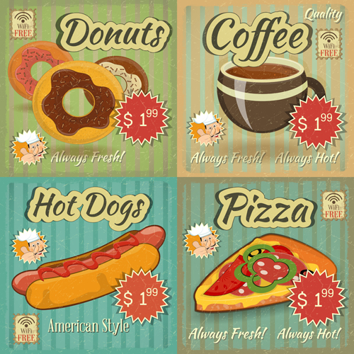 Vintage fast food poster vector graphics vintage poster fast food   