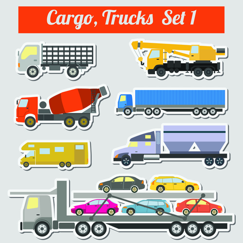 Set of transportation stickers vector material 07 transportation stickers   