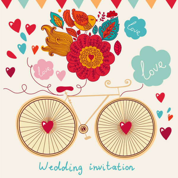 Romantic wedding Invitation card vector 03 wedding romantic invitation card   