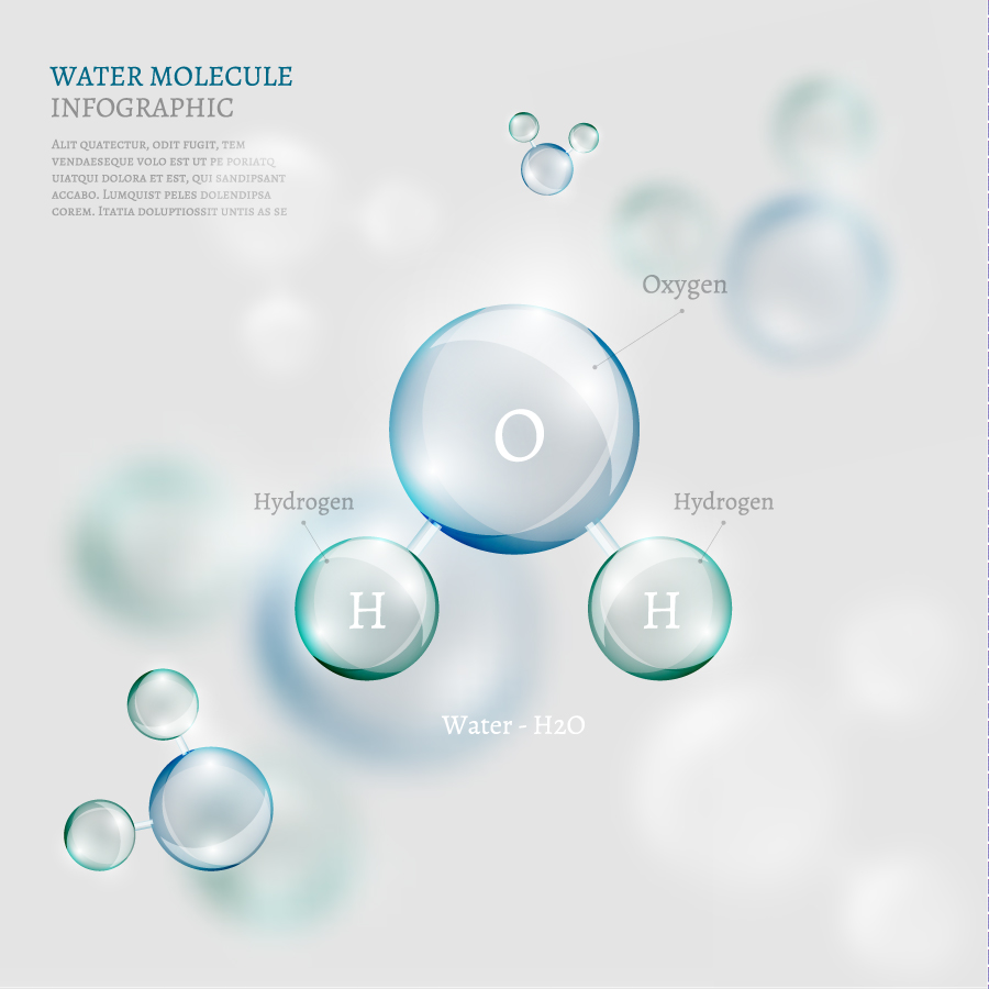 Water molecule business infographics vector water molecule infographics   