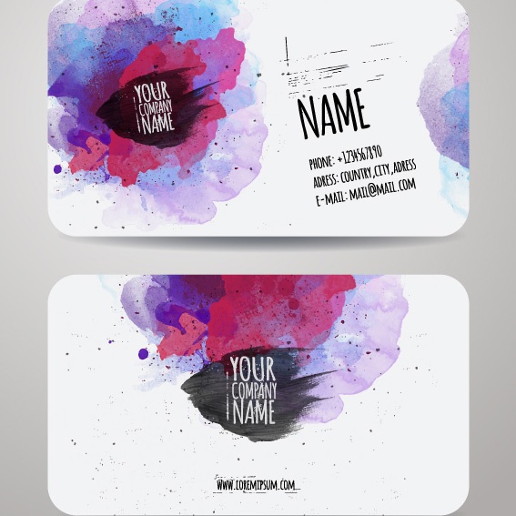 Grunge watercolor business cards vector watercolor grunge cards business card business   