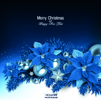 Christmas blue pearl flower vector background Vector Background pearl flower christmas   