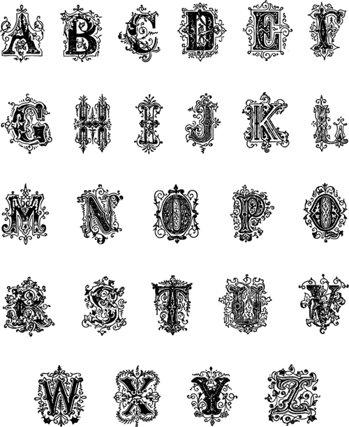 Gothic alphabets vector material 02 material Gothic alphabets   
