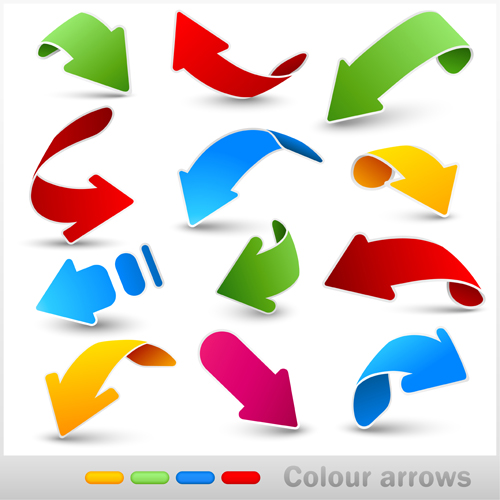 Set of colored arrows vector material 03 material colored arrows   