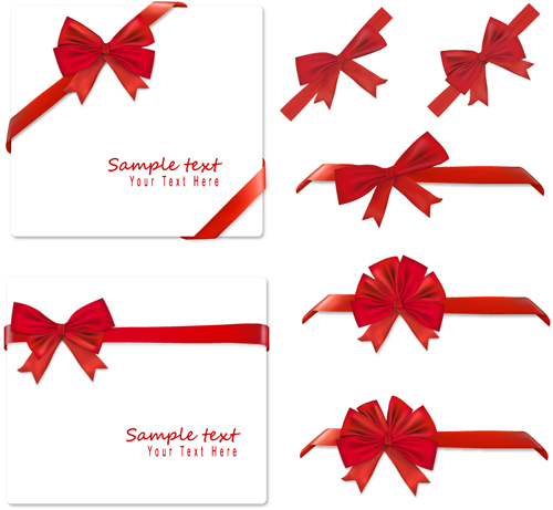 Gift card with red ribbons design vector 03 ribbons ribbon gift card   