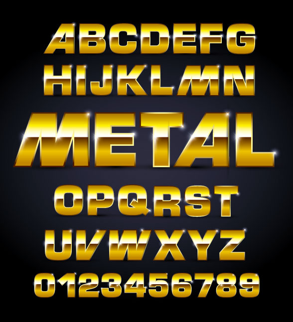 Shiny Metal Letters and numbers vector set 02 shiny numbers number metal letter   