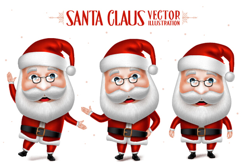 Realistic christmas santa cartoon vector 03   