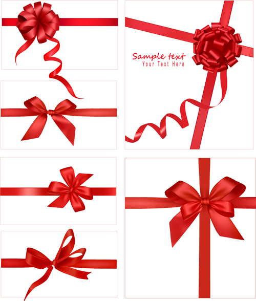 Gift card with red ribbons design vector 01 ribbons ribbon gift card   