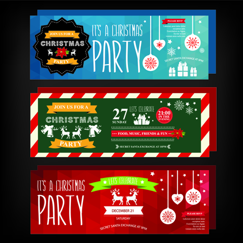 2015 Christmas party invitation banners vector 03 party invitation christmas banners 2015   