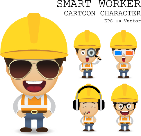 Cute cartoon worker vector set 03 worker cute cartoon   