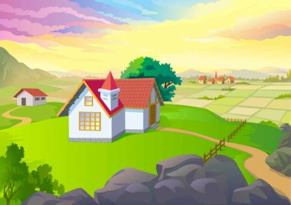 Cartoon natural landscapes beautiful vector 03 landscapes cartoon background   