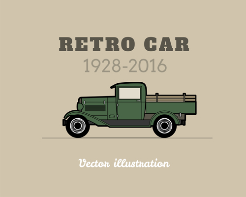 Retro car poster vector design 06 Retro font poster car   