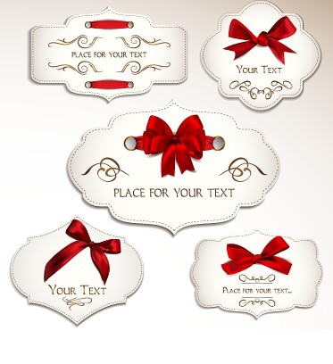 Red bow labels cards vector red labels label cards card bow   