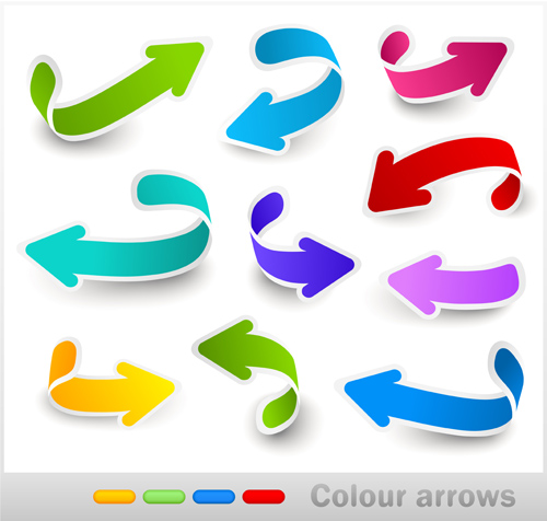 Set of colored arrows vector material 07 material colored arrows   