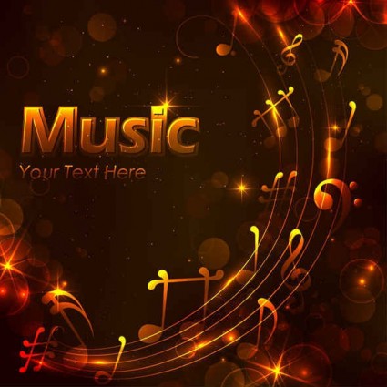 Shining golden music design background vector 02 music golden free design background   