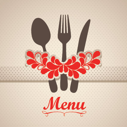 Restaurant menu cover with tableware vector 05 Tableware restaurant menu cover   