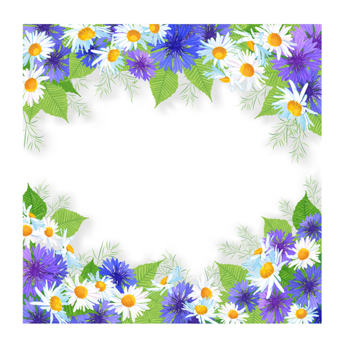 Blue with white flowers frame background vector white flowers flowers flower background vector background   