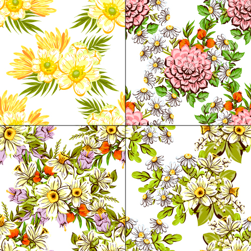 Elegance flowers pattern seamless vector material 03   