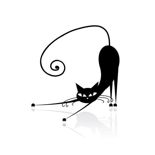 Funny Black cat design vector 02 funny cat black   