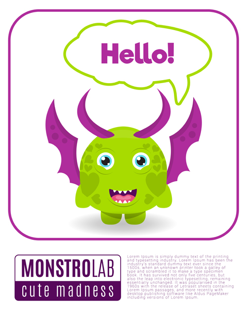 Cartoon madness monster with text box vector 08 text monster madness cartoon box   