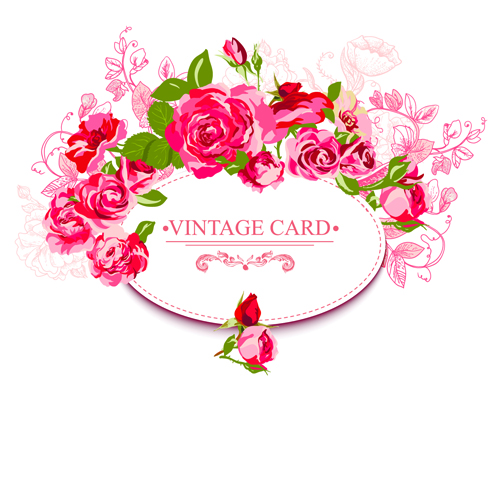 Beautiful roses with vintage cards creative vector 06 vintage roses creative cards card beautiful   