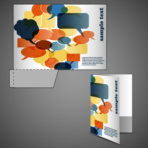 Vector Template of Corporate folder with die cut set 01 template folder die cut corporate   