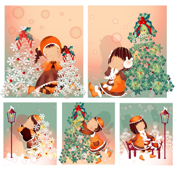 Girl Christmas style 3 Vector style girl christmas   